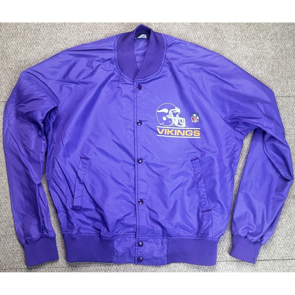 Chalk Line NFL Minnesota Vikings Lightweight Button Up Satin Jacket‎ Size Large